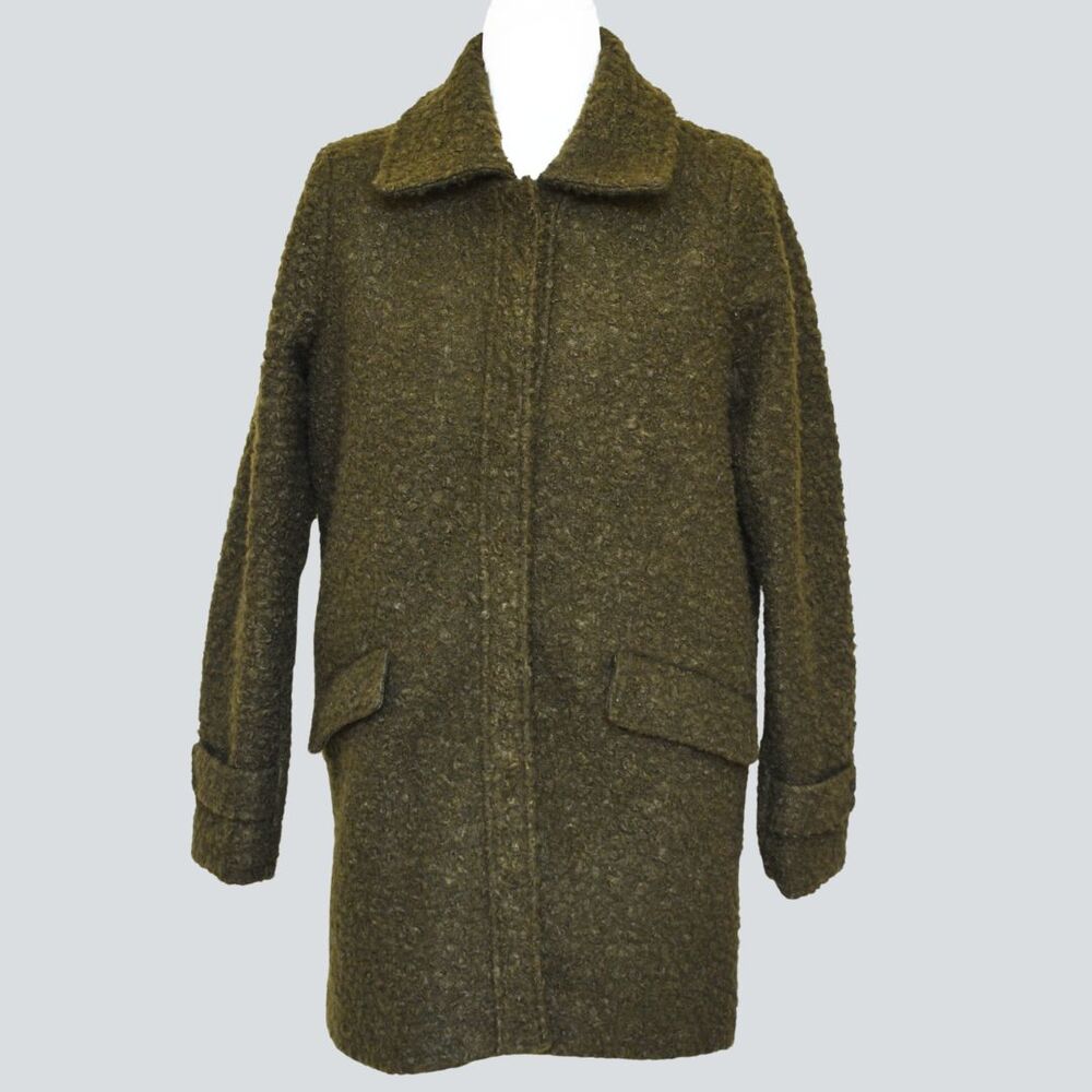 ANTHROPOLOGIE JOHN + JENN Women's Devin Boucle Coat Olive Green Size S